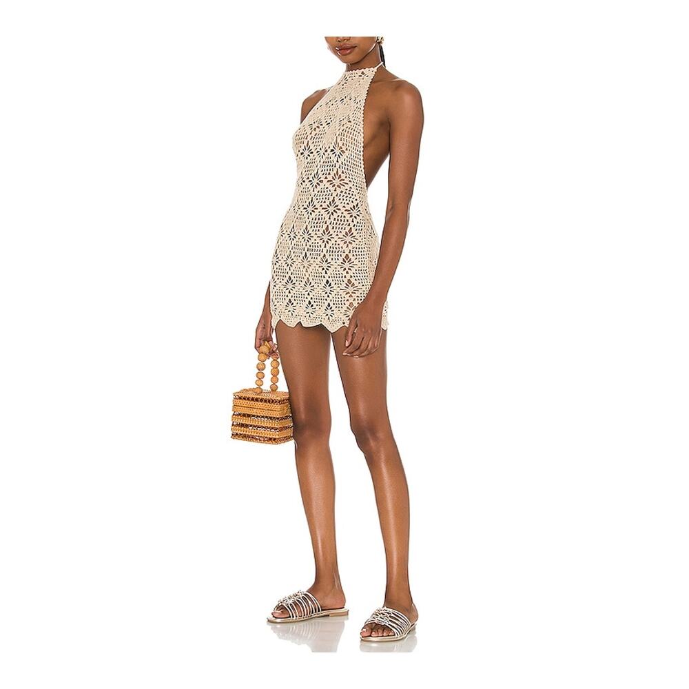 Tularosa Crochet Cream Tulum Mini Size M Dress